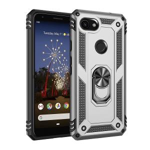 Armor Hybrid Military Case with Ring Kickstand for Google Pixel 3a XL - Silver