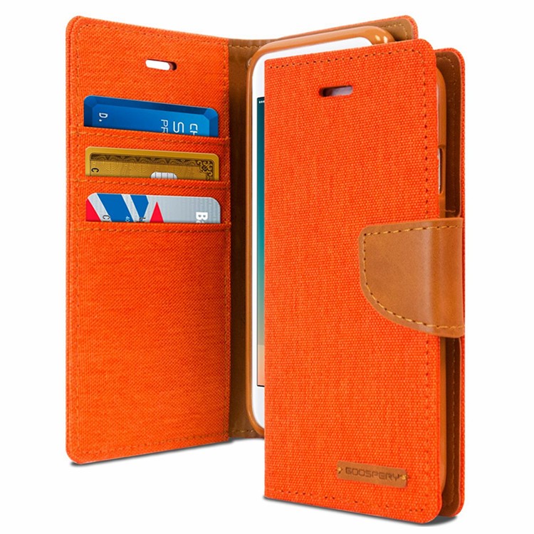Goospery Canvas Diary Wallet Case for Apple iPhone 7/8 Plus - Orange