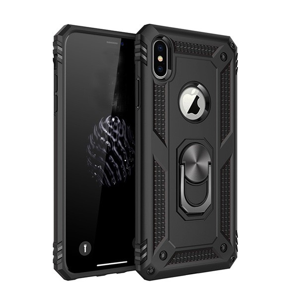 Armor Hybrid Military Case with Ring Kickstand for Apple iPhone XS Max - Black