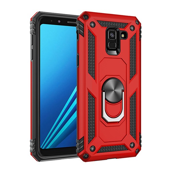 Armor Hybrid Military Case with Ring Kickstand for Samsung Galaxy S9 - Red