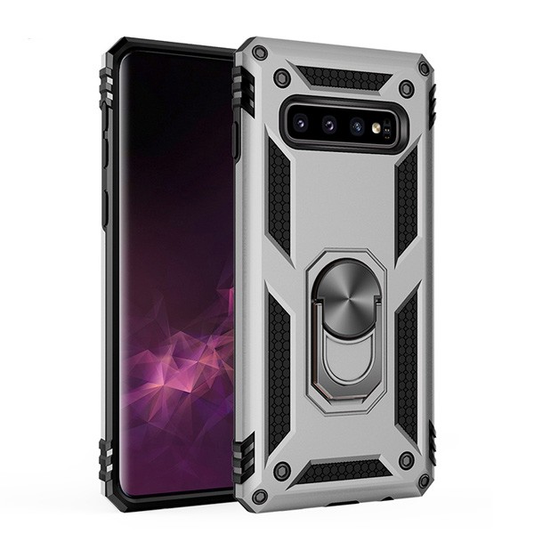 Armor Hybrid Military Case with Ring Kickstand for Samsung Galaxy S10E - Silver