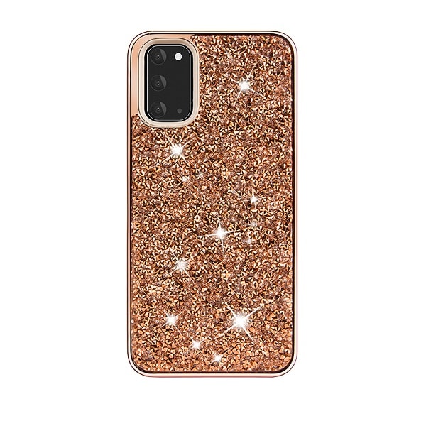 Hybrid Premium Diamond Bling Shockproof Phone Case for Samsung Galaxy S20 Plus - Rose Golden