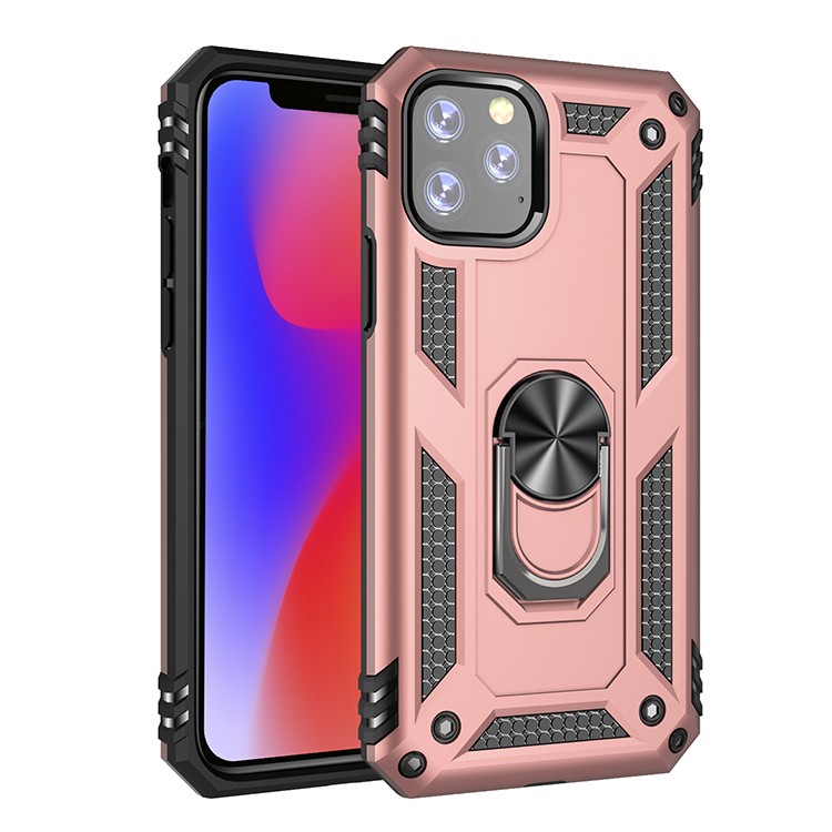 Armor Hybrid Military Case with Ring Kickstand for Apple iPhone 12 Mini - Rose Golden