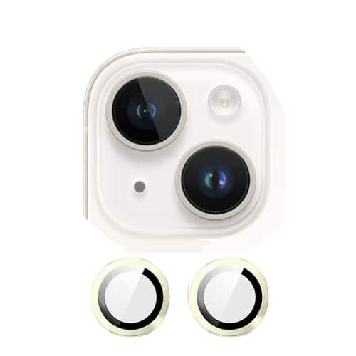 Metal Glass Lens Protection Compatible for iPhone 15 / 15 Plus - Yellow