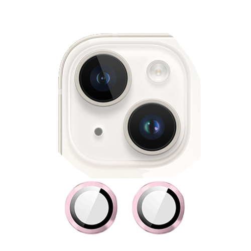 Metal Glass Lens Protection Compatible for iPhone 15 / 15 Plus - Pink