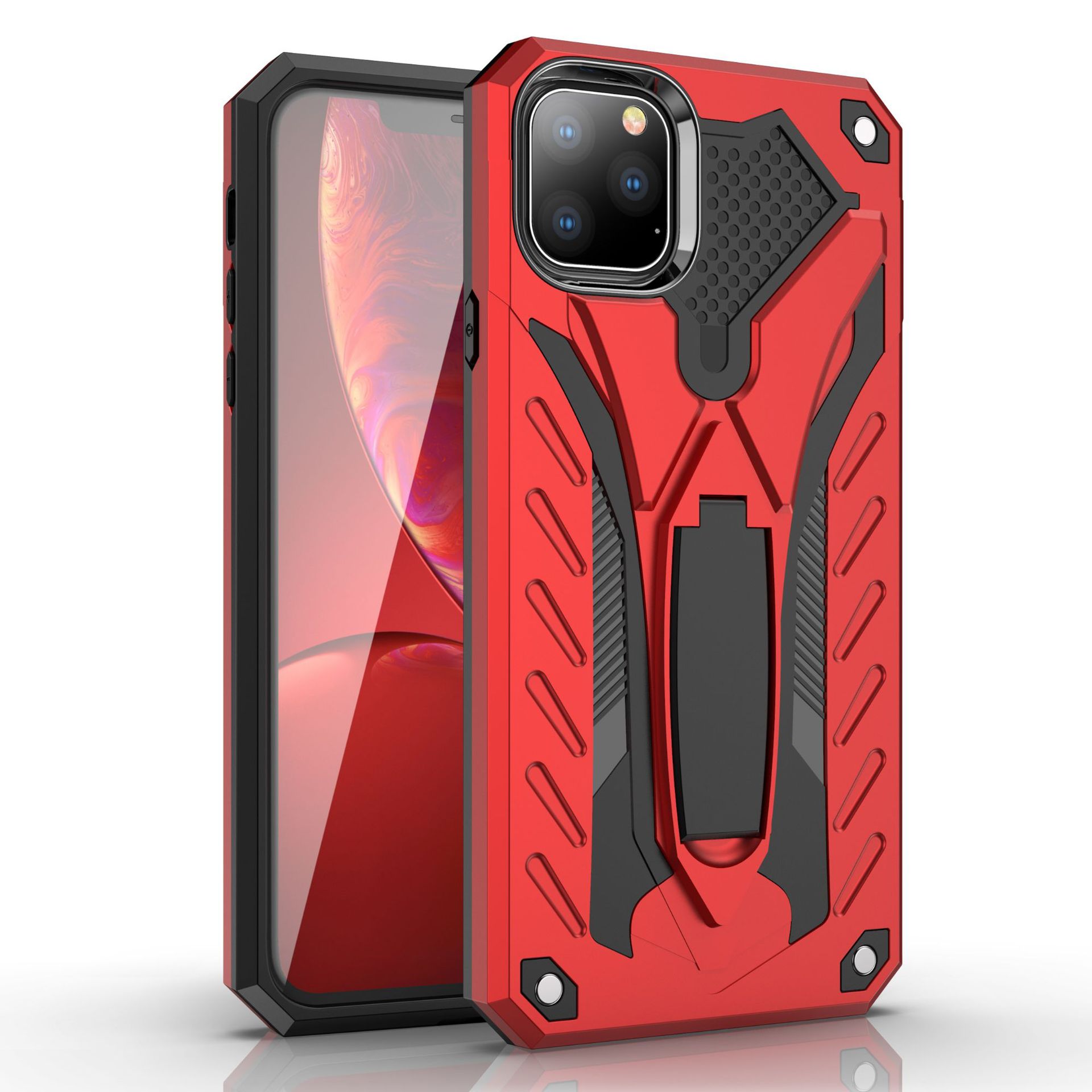 Rugged Defender Case with Kickstand for Apple iPhone 12 Mini - Red