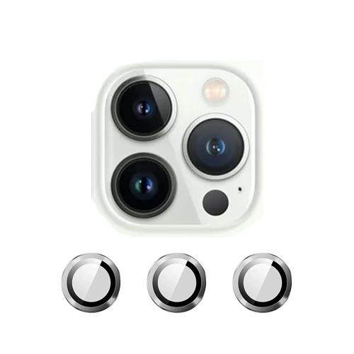 Metal Glass Lens Protection Compatible for iPhone 15 Pro / 15 Pro Max - Silver