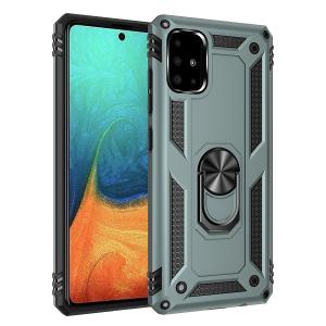 Armor Hybrid Military Case with Ring Kickstand for Google Pixel 4a - Dark Green