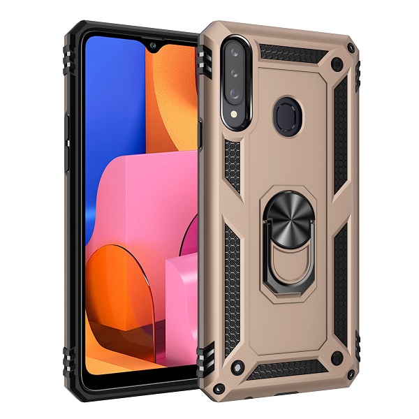 Armor Hybrid Military Case with Ring Kickstand for Samsung Galaxy A10S - Golden