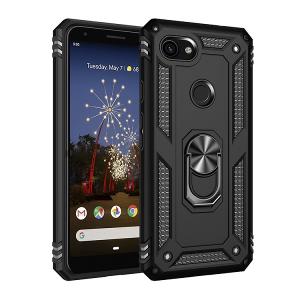 Armor Hybrid Military Case with Ring Kickstand for Google Pixel 3a XL - Black