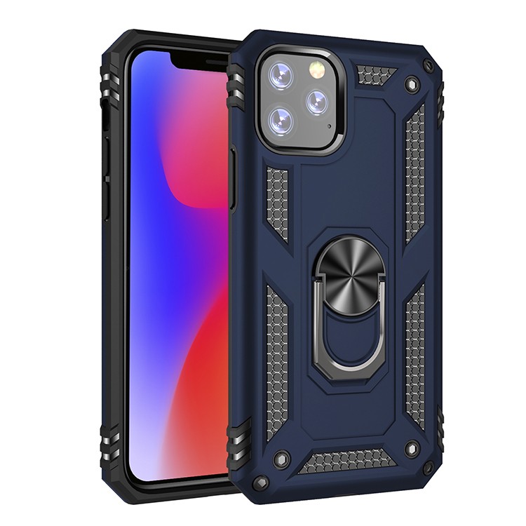 Armor Hybrid Military Case with Ring Kickstand for Apple iPhone 12 Mini - Navy Blue