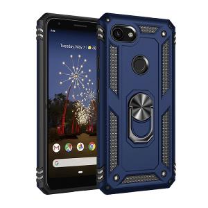 Armor Hybrid Military Case with Ring Kickstand for Google Pixel 3a XL - Navy Blue