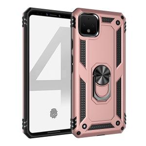 Armor Hybrid Military Case with Ring Kickstand for Google Pixel 4 - Rose Golden