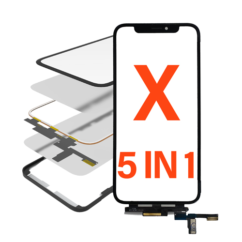 5IN1 With Frame (Front Glass + OCA + Short Touch + OCA Preinstalled) Compatible for iPhone X
