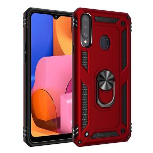 Armor Hybrid Military Case with Ring Kickstand for Samsung Galaxy A21 - Red