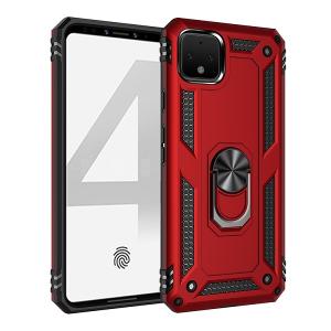 Armor Hybrid Military Case with Ring Kickstand for Google Pixel 4 XL - Red