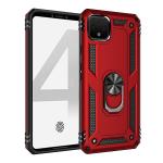 Armor Hybrid Military Case with Ring Kickstand for Google Pixel 4a - Red