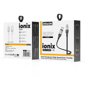 60W USB-C to USB-C Cable (DRAVON ionix) (1M) - Black