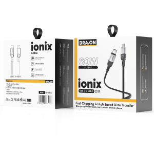 60W USB-C to USB-C (DRAVON ionix) (2M) - Black