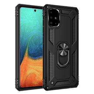 Armor Hybrid Military Case with Ring Kickstand for Samsung Galaxy A71 - Black