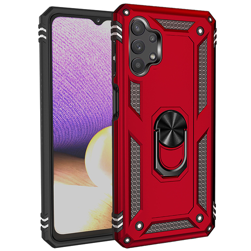 Armor Hybrid Military Case with Ring Kickstand for Samsung Galaxy A52 - Red