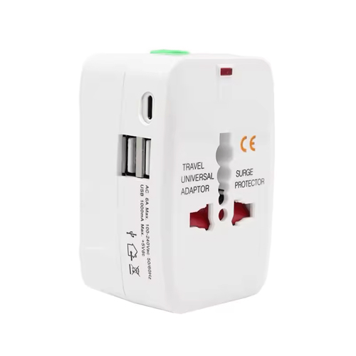 All In One Universal International Plug Adapter with Dual USB Output & 2400mA USB-C