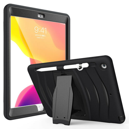 Shockproof Heavy Duty Rugged Defender Case for Apple iPad 7/8/9 10.2 - Black