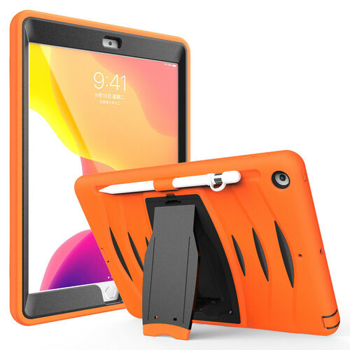 Shockproof Heavy Duty Rugged Defender Case for Apple iPad 7/8/9 10.2 - Orange