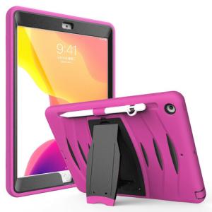 Shockproof Heavy Duty Rugged Defender Case for Apple iPad 7/8/9 10.2 - Hot Pink