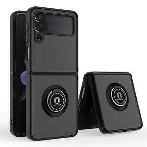 Armor Holder Matte Case with Ring Stand for Samsung Galaxy Z Flip3 5G - Black