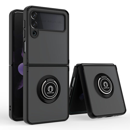 Armor Holder Matte Case with Ring Stand for Samsung Galaxy Z Flip3 5G - Black