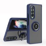Armor Holder Matte Case with Ring Stand for Samsung Galaxy Z Fold3 5G - Navy Blue