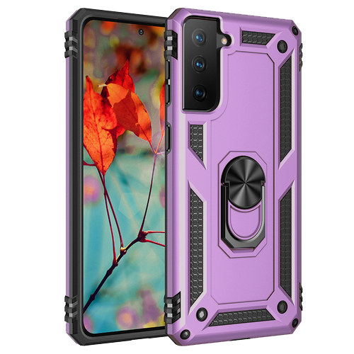 Armor Hybrid Military Case with Ring Kickstand For Samsung Galaxy S21 FE 5G - Purple