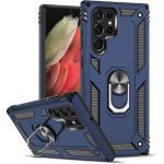 Armor Hybrid Military Case with Ring Kickstand For Samsung Galaxy S22 Ultra - Navy Blue