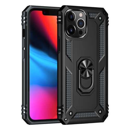 Armor Hybrid Military Case with Ring Kickstand for Apple iPhone 15 Pro - Black