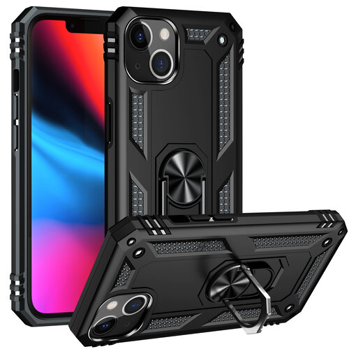 Armor Hybrid Military Case with Ring Kickstand for Apple iPhone 15 - Black