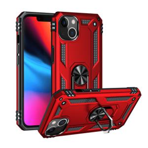 Armor Hybrid Military Case with Ring Kickstand for Apple iPhone 15 - Red