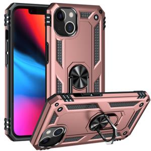 Armor Hybrid Military Case with Ring Kickstand for Apple iPhone 15 - Rose Golden