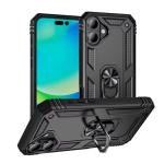 Armor Hybrid Military Case with Ring Kickstand for Apple iPhone 16 Plus - Black