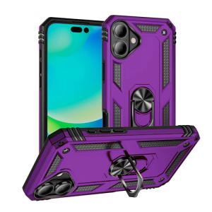 Armor Hybrid Military Case with Ring Kickstand for Apple iPhone 16 - Purple