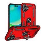 Armor Hybrid Military Case with Ring Kickstand for Apple iPhone 16 Plus - Red