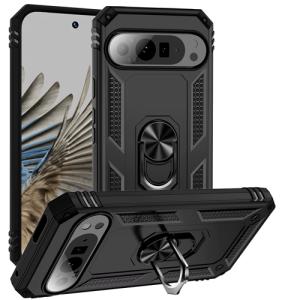 Armor Hybrid Military Case with Ring Kickstand for Google Pixel 8a - Black