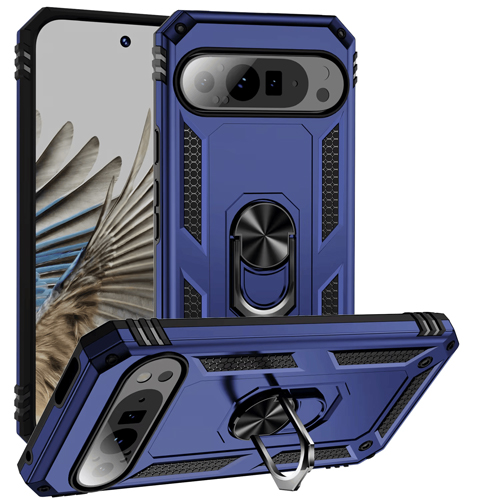 Armor Hybrid Military Case with Ring Kickstand for Google Pixel 10 Pro XL - Navy Blue