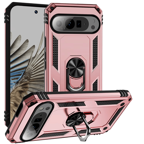 Armor Hybrid Military Case with Ring Kickstand for Google Pixel 10 / 10 Pro - Rose Golden