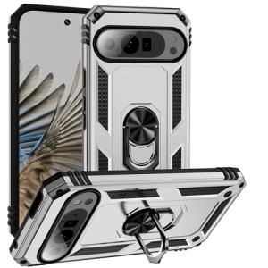 Armor Hybrid Military Case with Ring Kickstand for Google Pixel 10 / 10 Pro - Silver