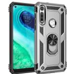 Armor Hybrid Military Case with Ring Kickstand for Moto G Fast - Silver