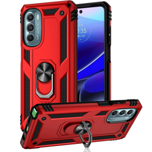 Armor Hybrid Military Case with Ring Kickstand for Moto G Stylus (2022) - Red