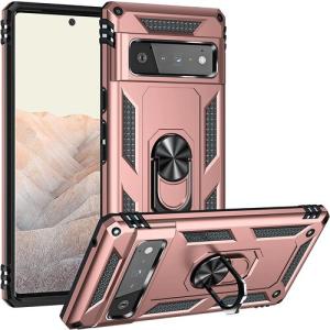 Armor Hybrid Military Case with Ring Kickstand for Google Pixel 6 Pro - Rose Golden