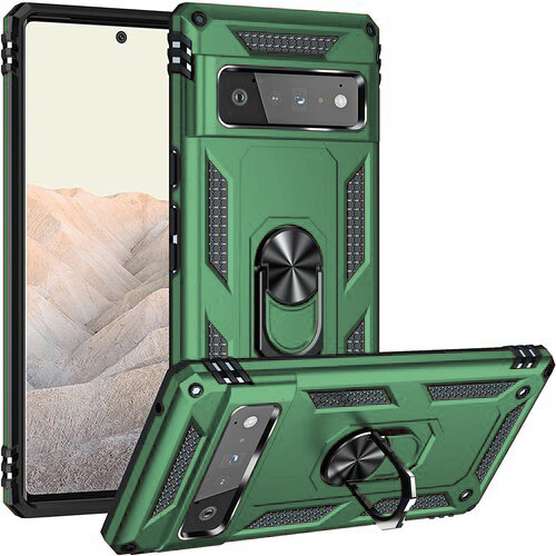 Armor Hybrid Military Case with Ring Kickstand for Pixel Google 7 - Green