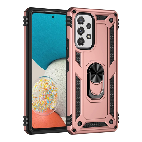 Armor Hybrid Military Case with Ring Kickstand for Samsung Galaxy A73 5G - Rose Golden